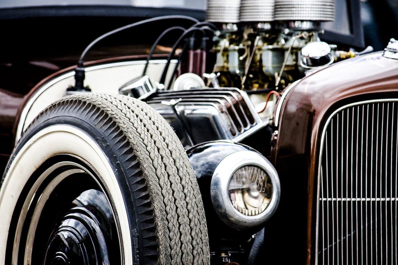Classic car engine photo